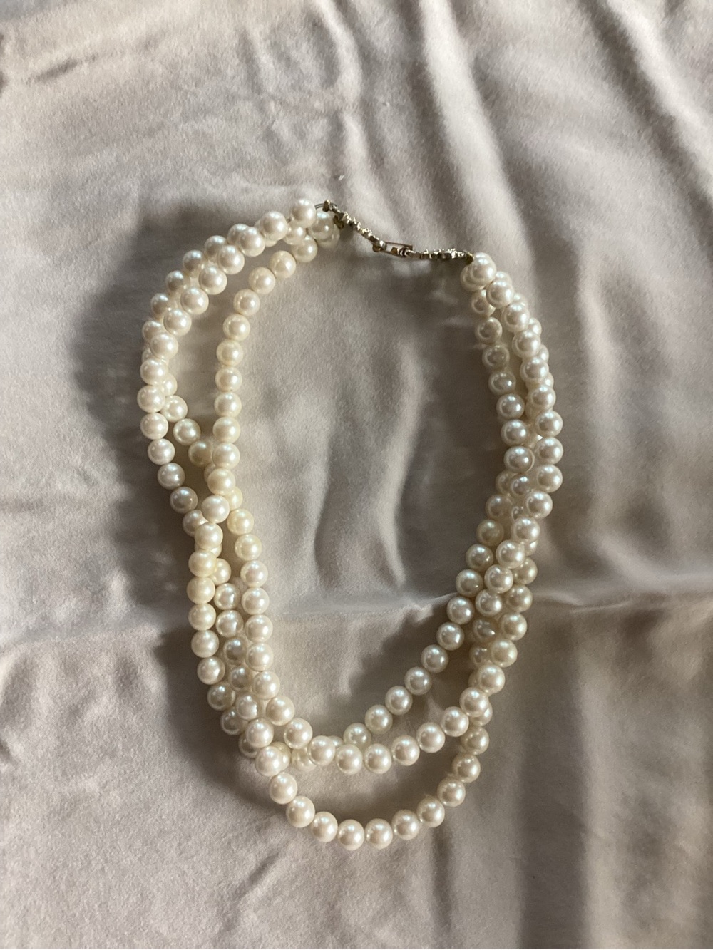 Classic Triple Strand Pearl Necklace - White